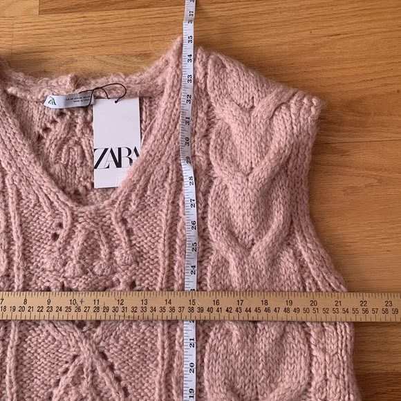 ZARA NWT 💕LONG CABLE KNIT VEST PINK - Picture 16 of 16